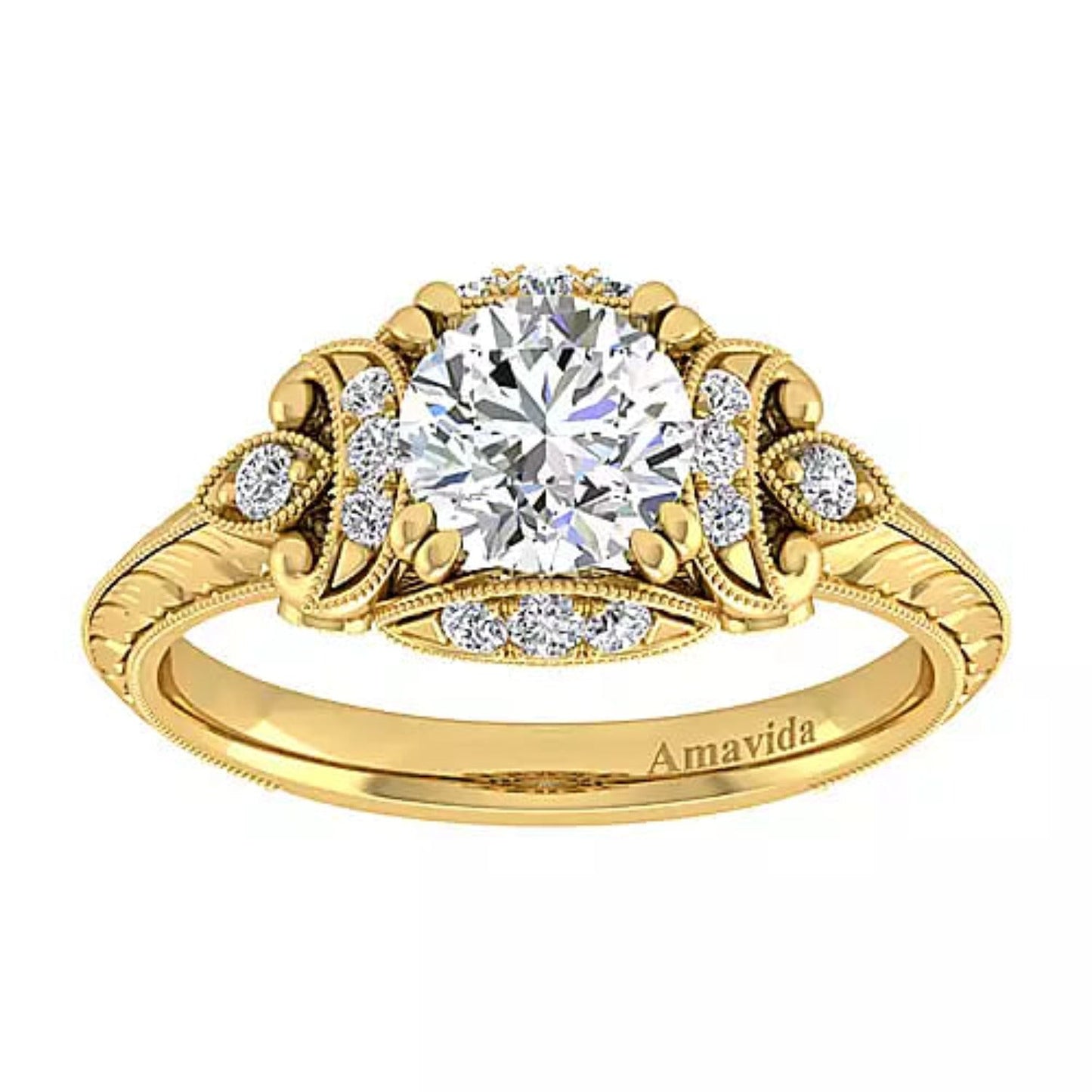 Gabriel & Co. Amavida "Margarita" Vintage Halo Diamond Engagement Ring