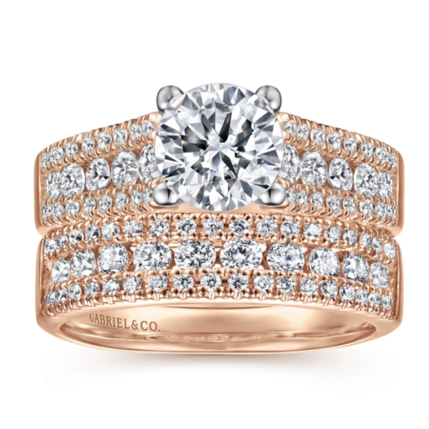 Gabriel & Co. "Channing" Three Row Diamond Engagement Ring