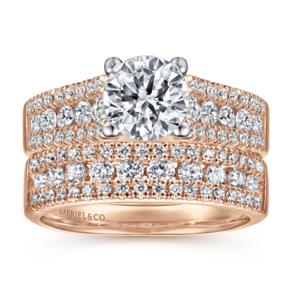 Gabriel & Co. "Channing" Three Row Diamond Engagement Ring