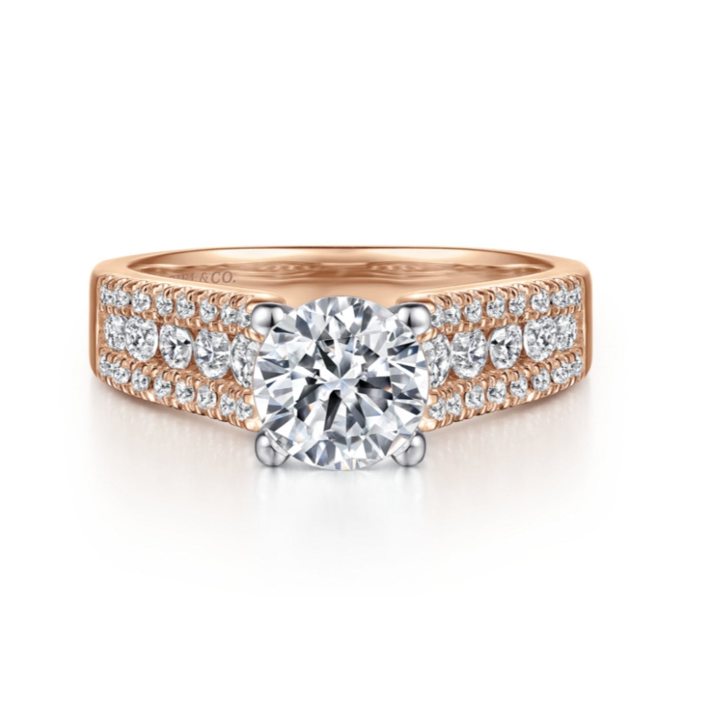 Gabriel & Co. "Channing" Three Row Diamond Engagement Ring