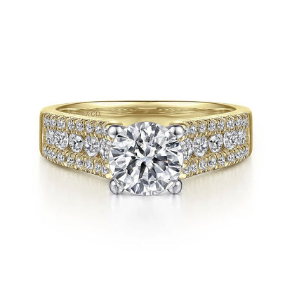 Gabriel & Co. "Channing" Three Row Diamond Engagement Ring