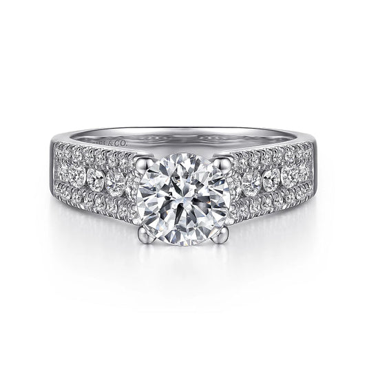 Gabriel & Co. "Channing" Three Row Diamond Engagement Ring