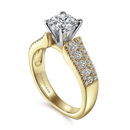 Gabriel & Co. "Channing" Three Row Diamond Engagement Ring