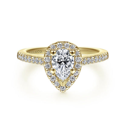 Gabriel & Co. Classic Pear Cut Halo Diamond Engagement Ring