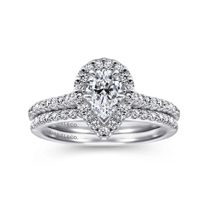 Gabriel & Co. Classic Pear Cut Halo Diamond Engagement Ring