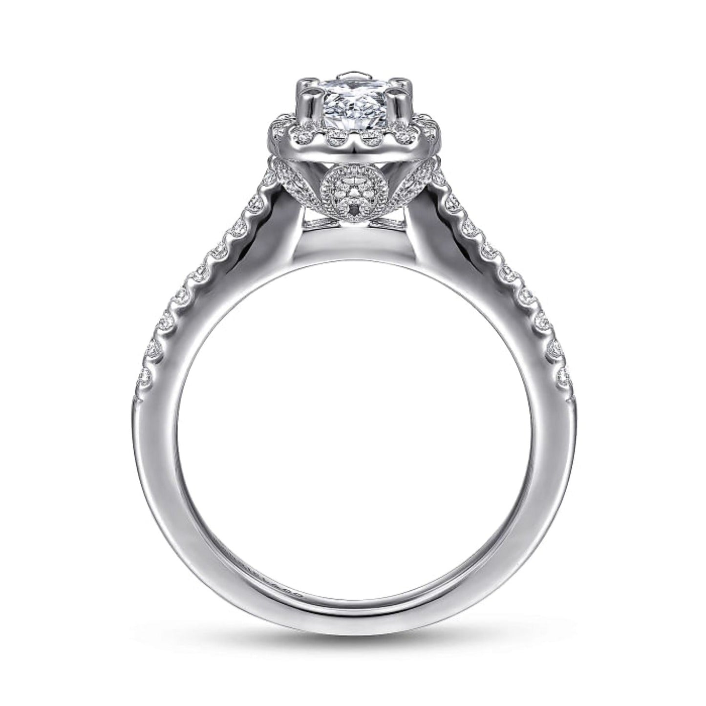 Gabriel & Co. Classic Pear Cut Halo Diamond Engagement Ring