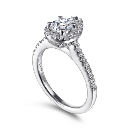 Gabriel & Co. Classic Pear Cut Halo Diamond Engagement Ring