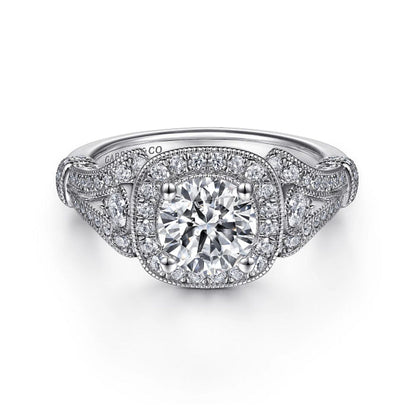 Gabriel & Co. "Delilah" Vintage Style Diamond Halo Engagement Ring