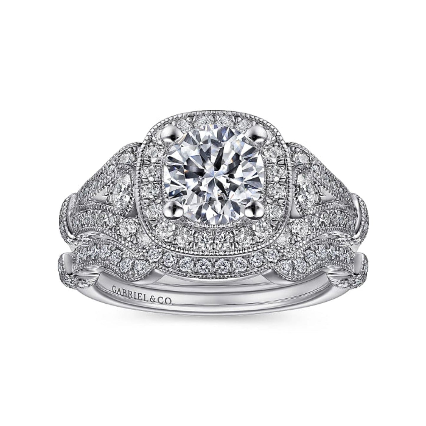 Gabriel & Co. "Delilah" Vintage Style Diamond Halo Engagement Ring