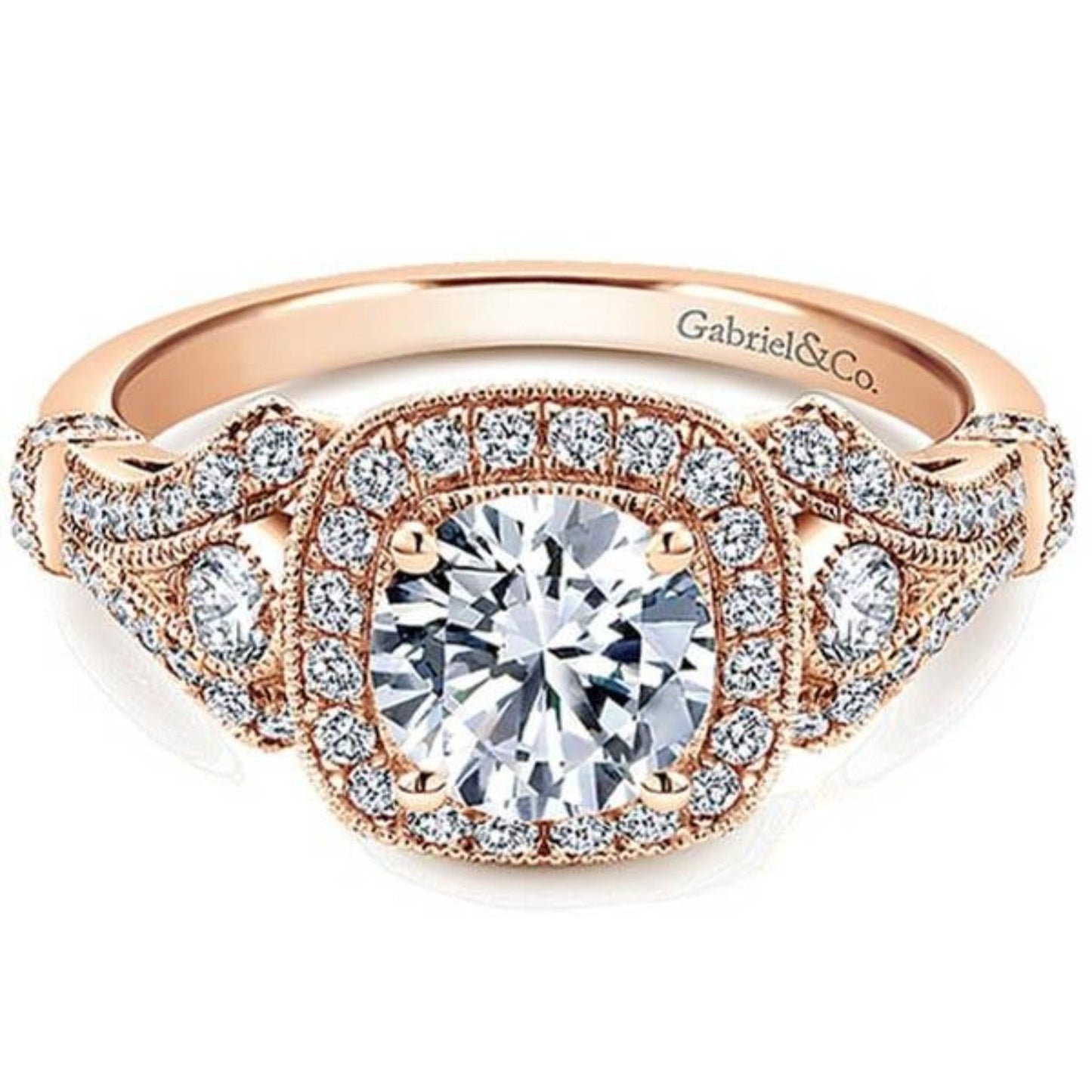 Gabriel & Co. "Delilah" Vintage Style Diamond Halo Engagement Ring