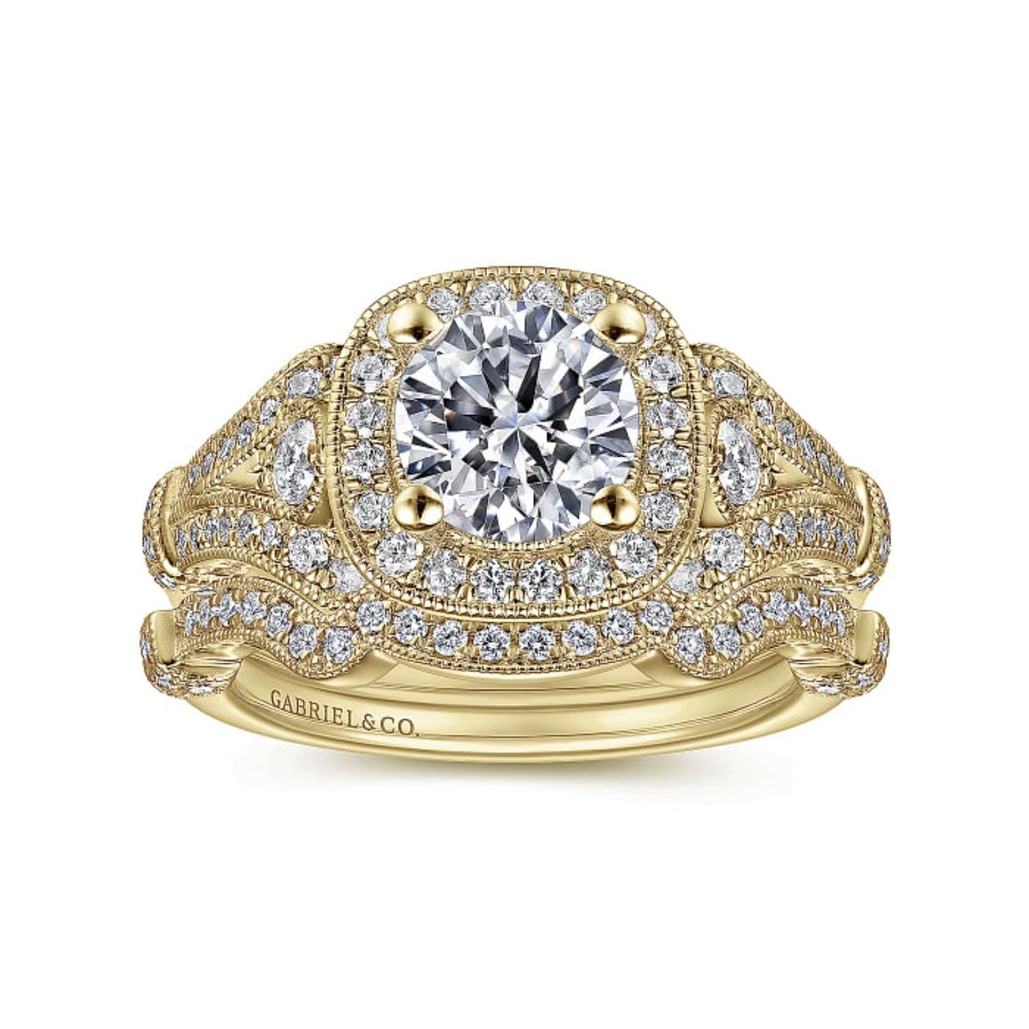 Gabriel & Co. "Delilah" Vintage Style Diamond Halo Engagement Ring