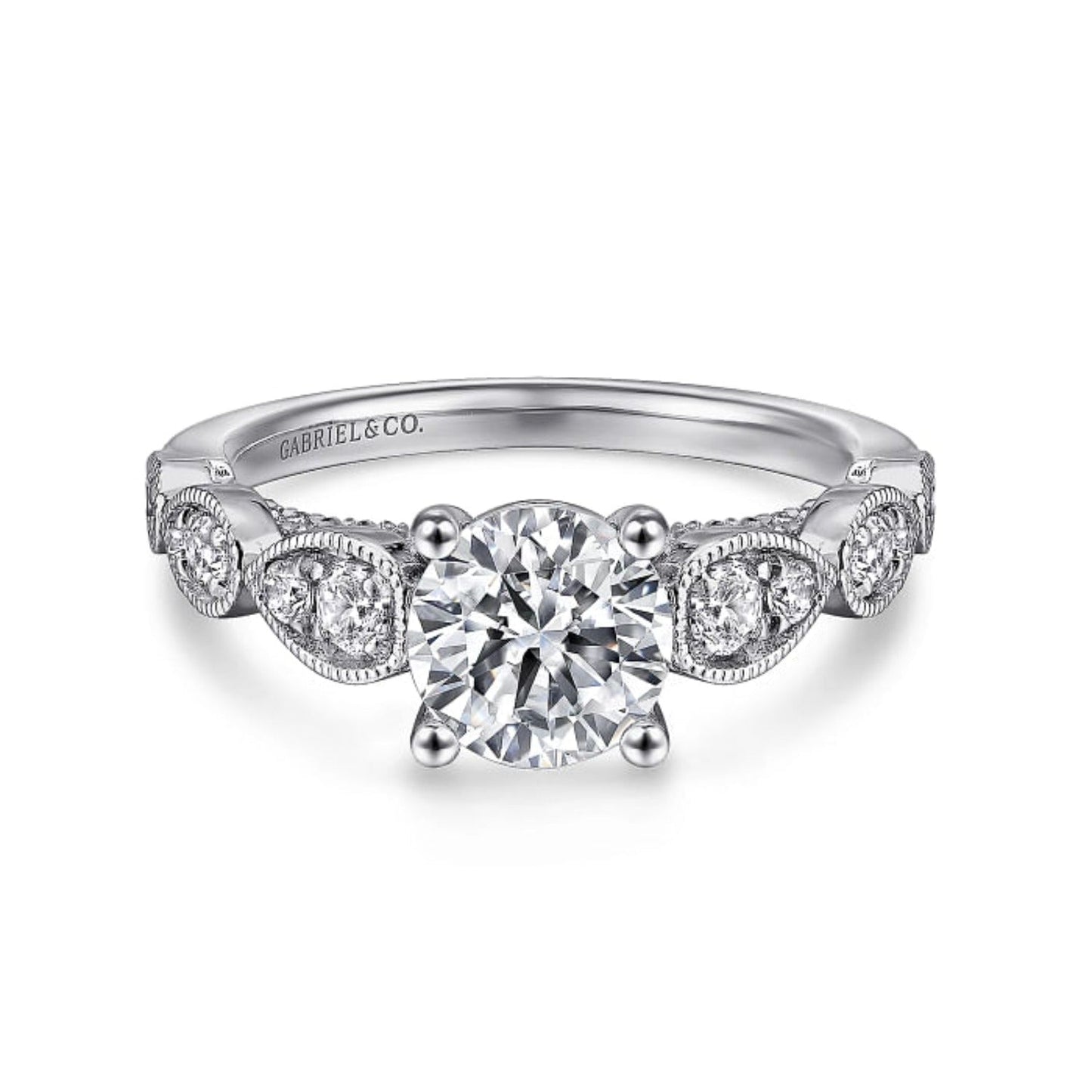 Gabriel & Co. "Garland" Vintage Style Diamond Engagement Ring