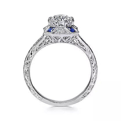 Gabriel & Co. "Girasol" Blue Sapphire Diamond Engagement Ring