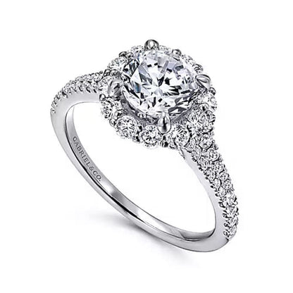 Gabriel & Co. "Jaeley" Round Halo Diamond Engagement Ring