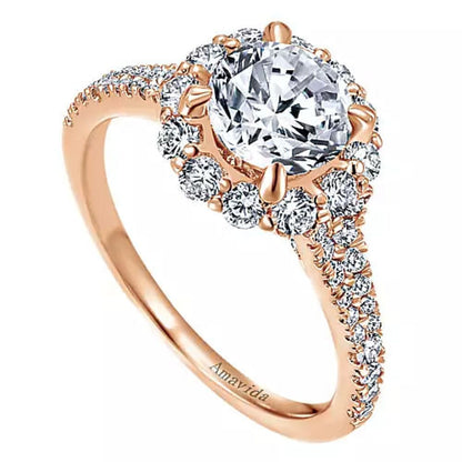 Gabriel & Co. "Jaeley" Round Halo Diamond Engagement Ring