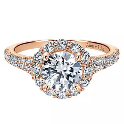 Gabriel & Co. "Jaeley" Round Halo Diamond Engagement Ring