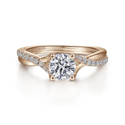 Gabriel & Co. "Leigh" Twist Split Shank Diamond Engagement Ring