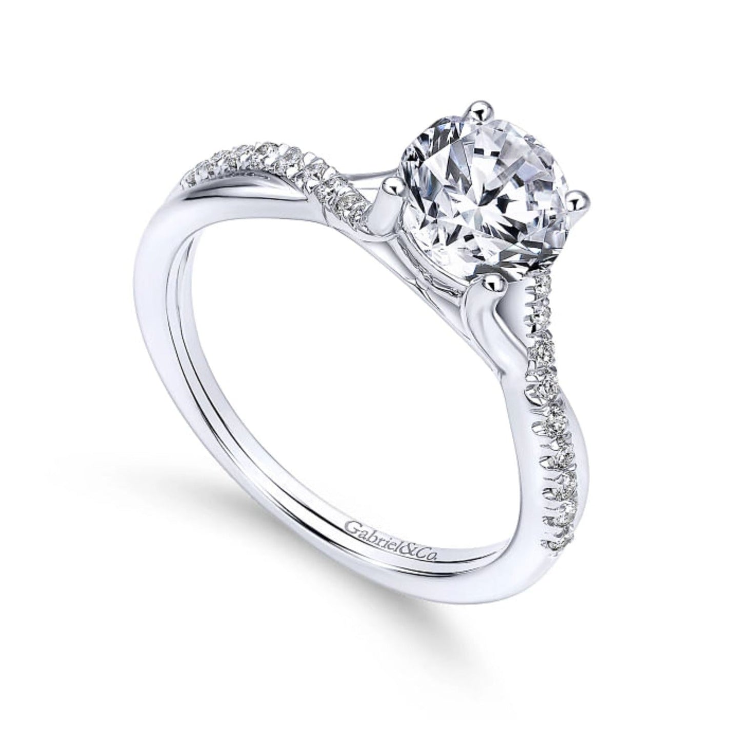 Gabriel & Co. "Leigh" Twist Split Shank Diamond Engagement Ring