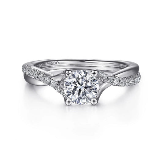 Gabriel & Co. "Leigh" Twist Split Shank Diamond Engagement Ring