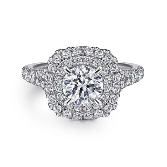 Gabriel & Co. "Lexie" Cushion Shaped Double Halo Diamond Engagement Ring