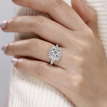 Gabriel & Co. "Lexie" Cushion Shaped Double Halo Diamond Engagement Ring