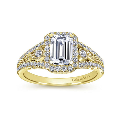 Gabriel & Co. "Marlena" Emerald Cut Halo Diamond Engagement Ring