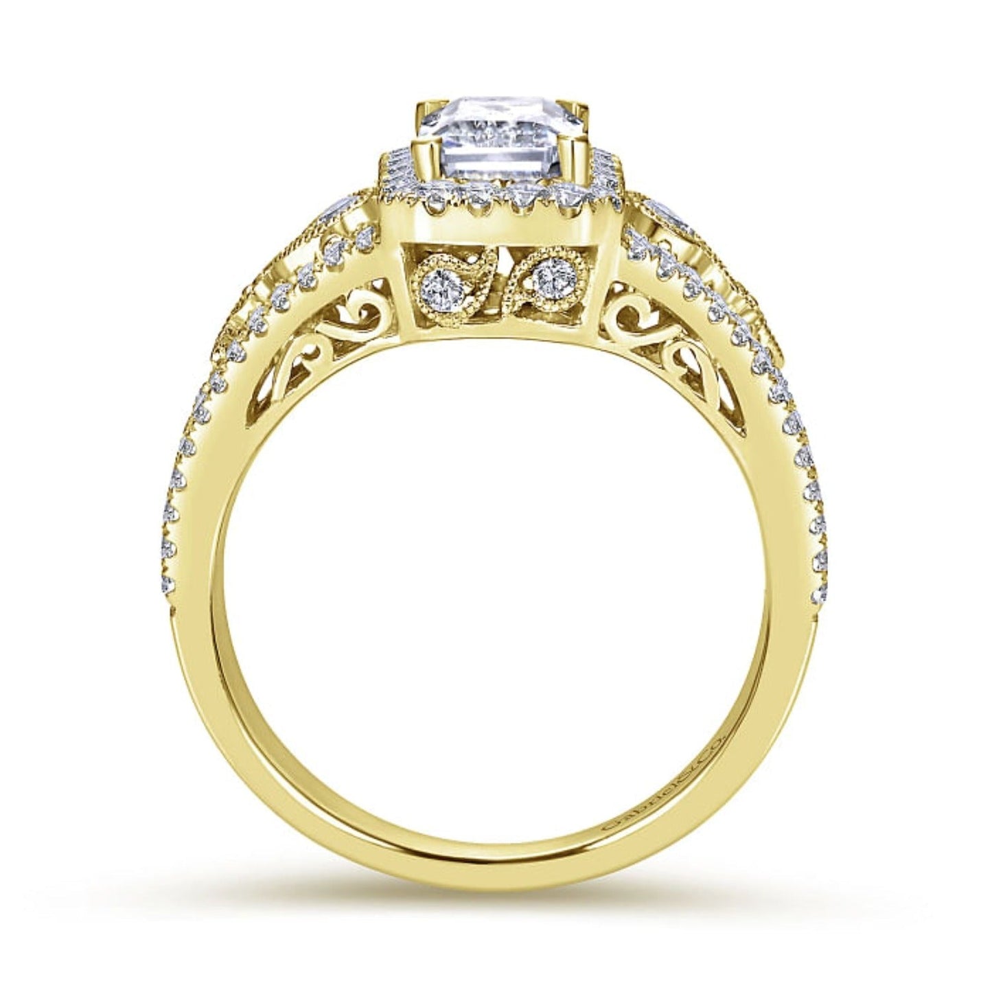 Gabriel & Co. "Marlena" Emerald Cut Halo Diamond Engagement Ring