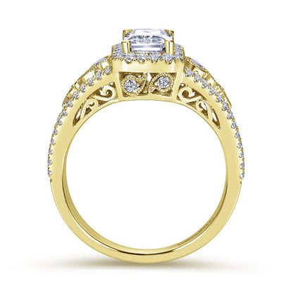 Gabriel & Co. "Marlena" Emerald Cut Halo Diamond Engagement Ring