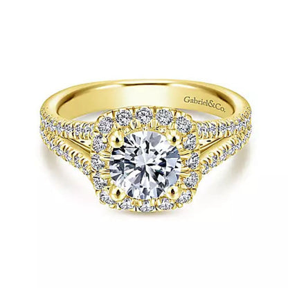 Gabriel & Co. "Perennial" Cushion Halo Diamond Engagement Ring