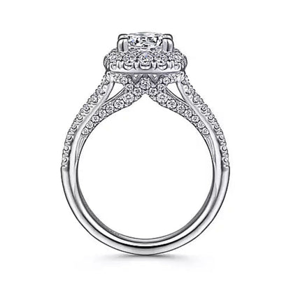 Gabriel & Co. "Perennial" Cushion Halo Diamond Engagement Ring