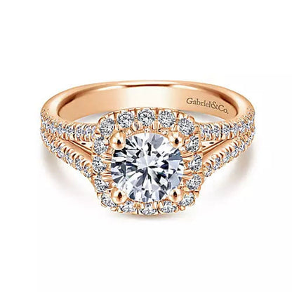 Gabriel & Co. "Perennial" Cushion Halo Diamond Engagement Ring