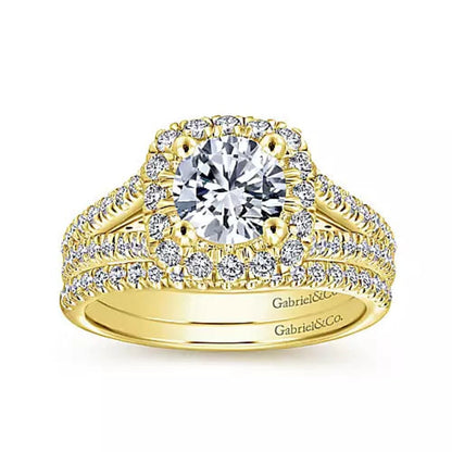 Gabriel & Co. "Perennial" Cushion Halo Diamond Engagement Ring