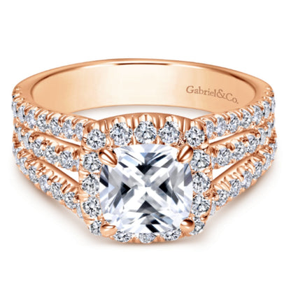 Gabriel & Co. "Sabrina" Halo Three Row Diamond Engagement Ring