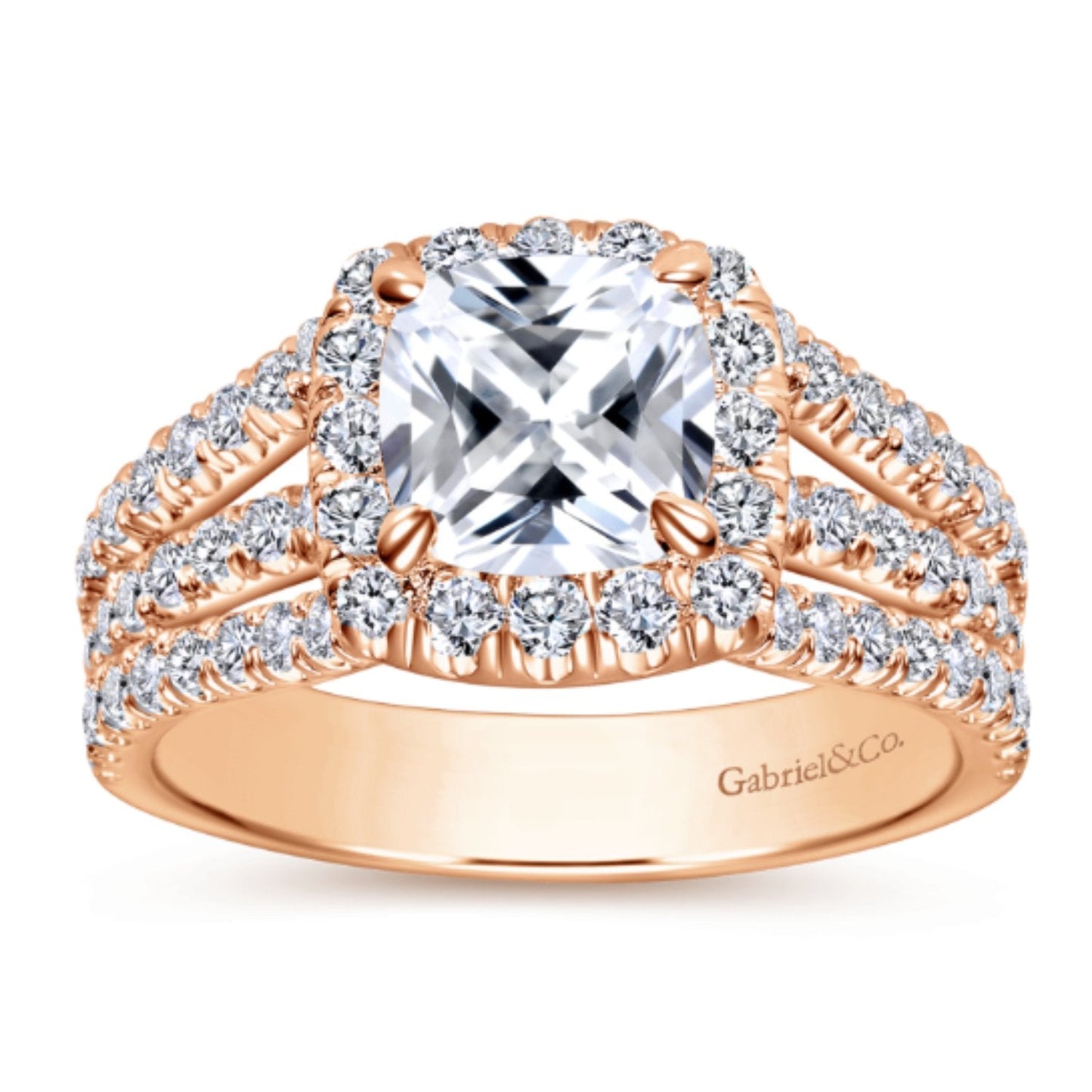 Gabriel & Co. "Sabrina" Halo Three Row Diamond Engagement Ring