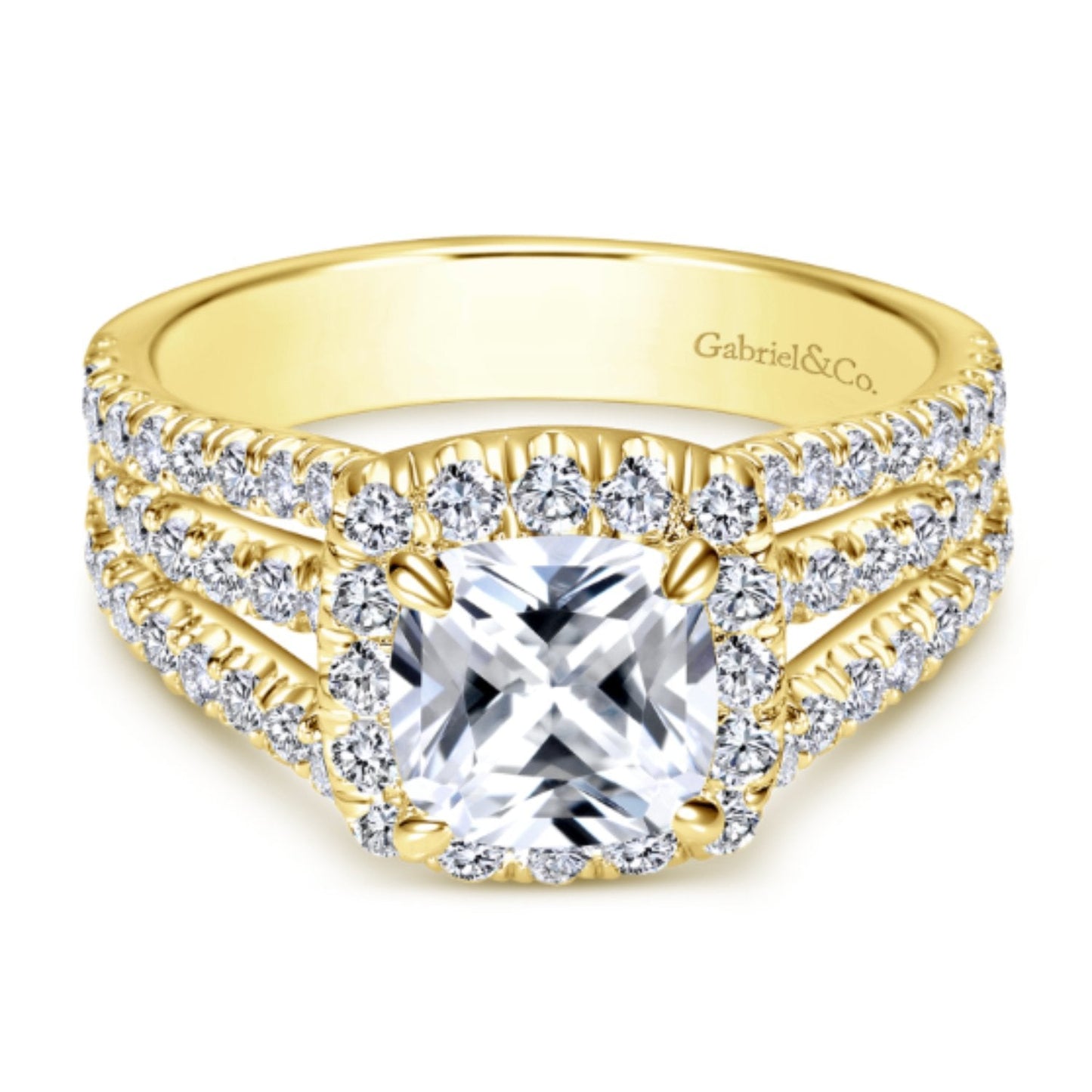 Gabriel & Co. "Sabrina" Halo Three Row Diamond Engagement Ring