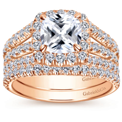 Gabriel & Co. "Sabrina" Halo Three Row Diamond Engagement Ring