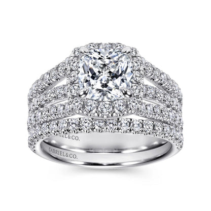 Gabriel & Co. "Sabrina" Halo Three Row Diamond Engagement Ring