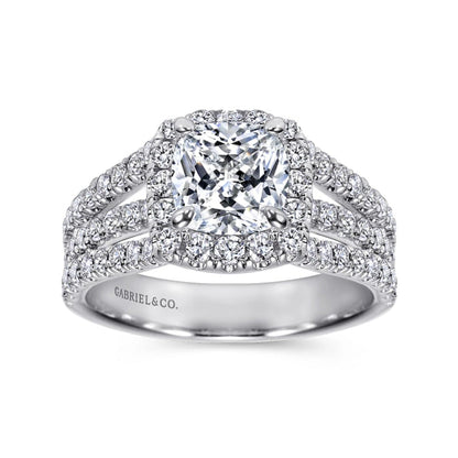 Gabriel & Co. "Sabrina" Halo Three Row Diamond Engagement Ring