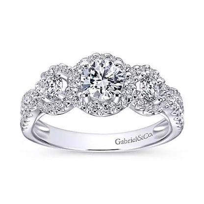 Gabriel & Co. Three Diamond Halo Engagement Ring