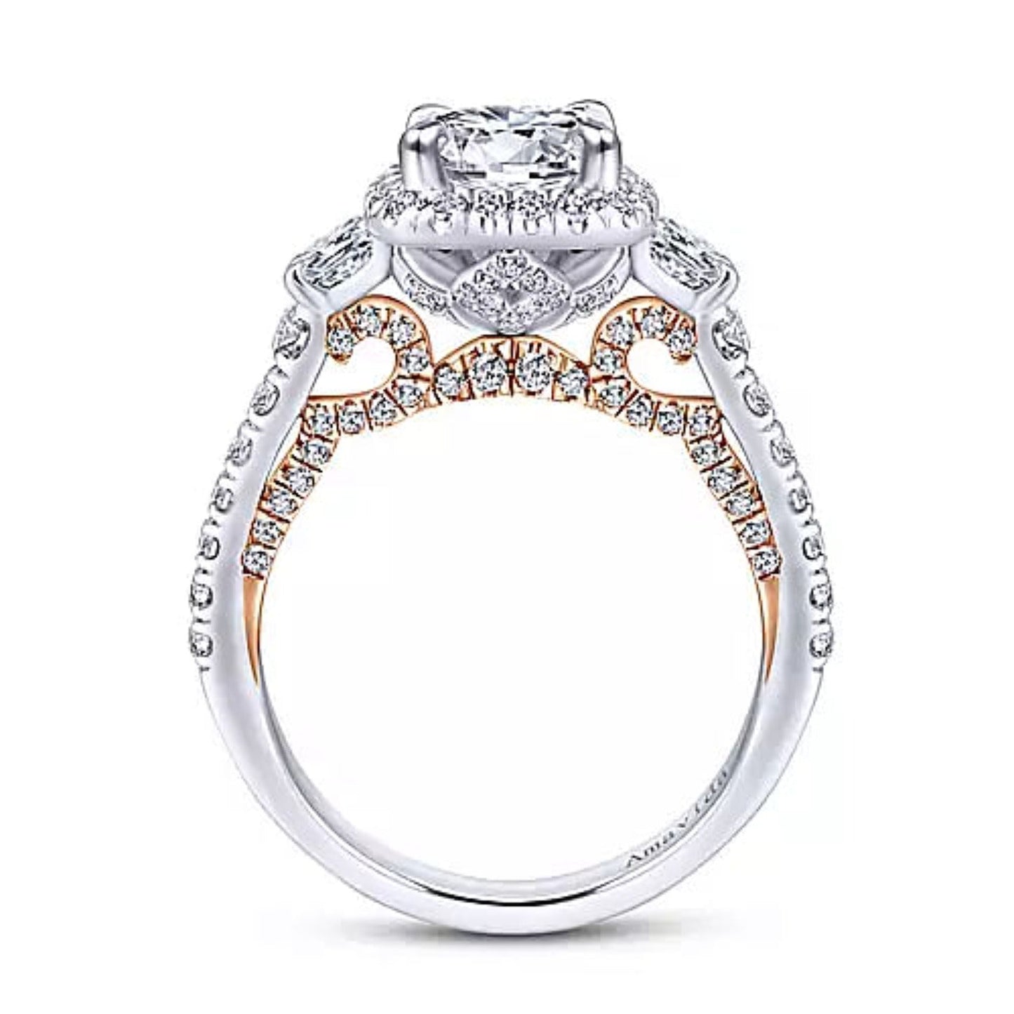 Gabriel & Co. "Verline" Cushion Halo Diamond Engagement Ring