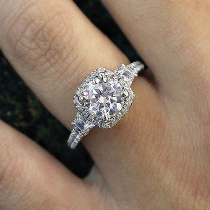 Gabriel & Co. "Verline" Cushion Halo Diamond Engagement Ring