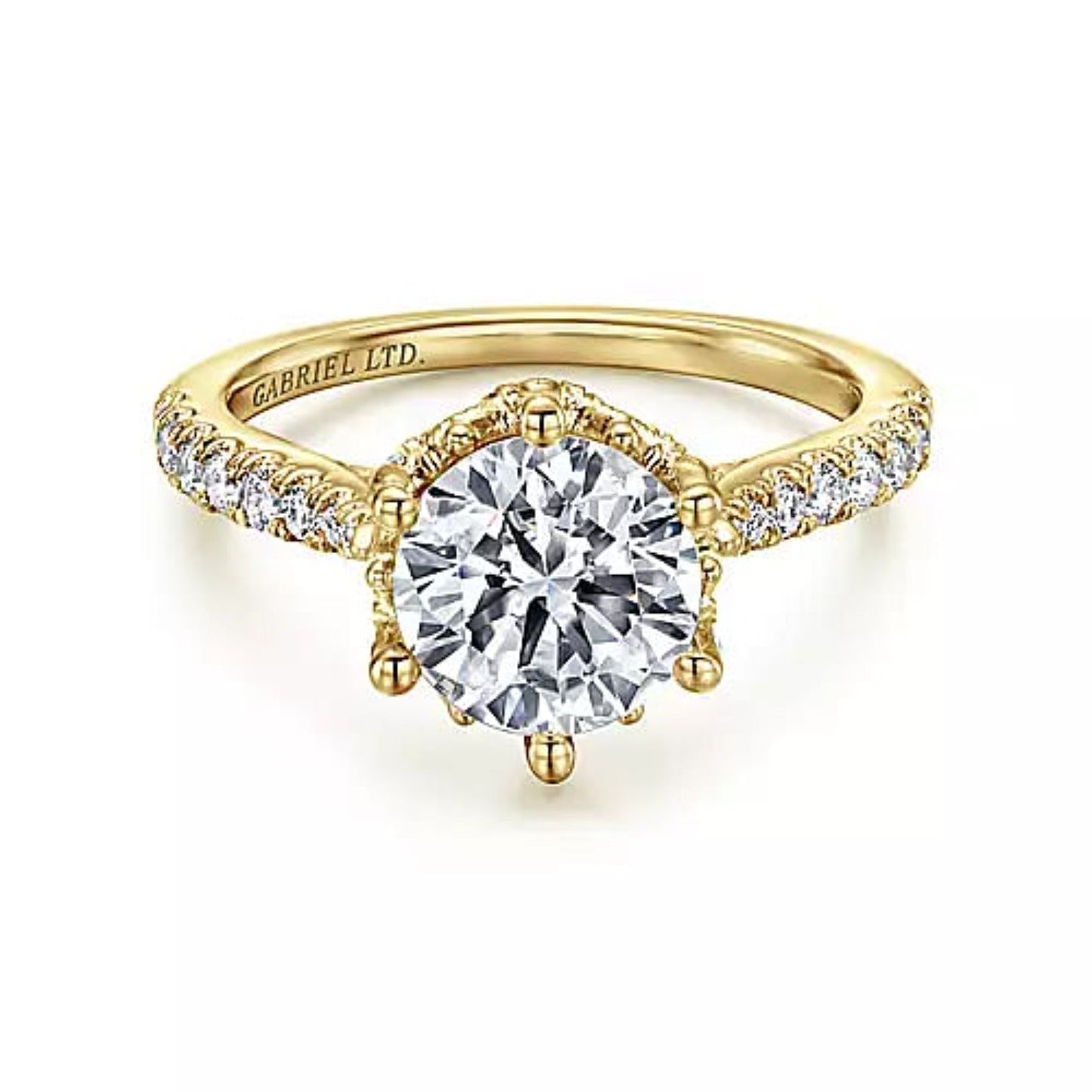 Gabriel & Co."Genoa" Halo Six Prong Diamond Engagement Ring