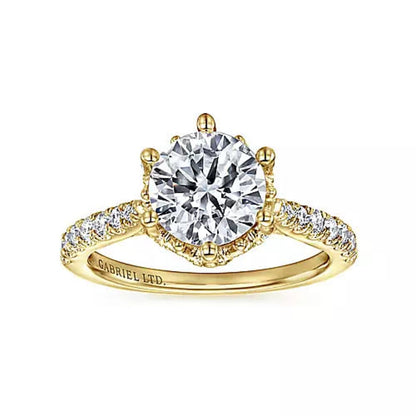 Gabriel & Co."Genoa" Halo Six Prong Diamond Engagement Ring