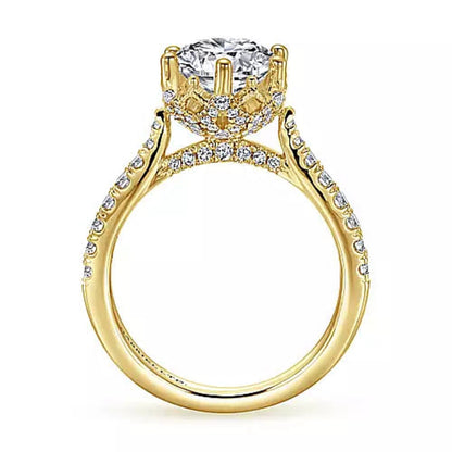 Gabriel & Co."Genoa" Halo Six Prong Diamond Engagement Ring