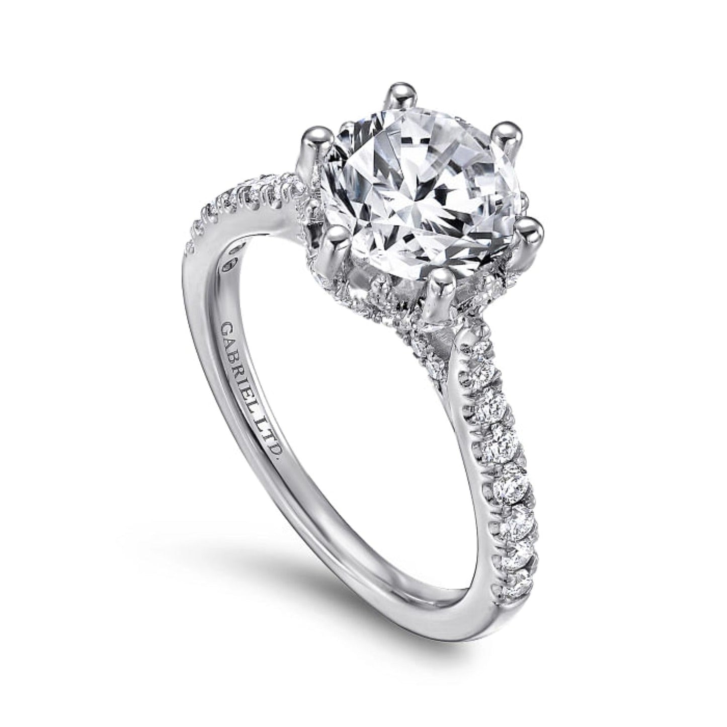 Gabriel & Co."Genoa" Halo Six Prong Diamond Engagement Ring