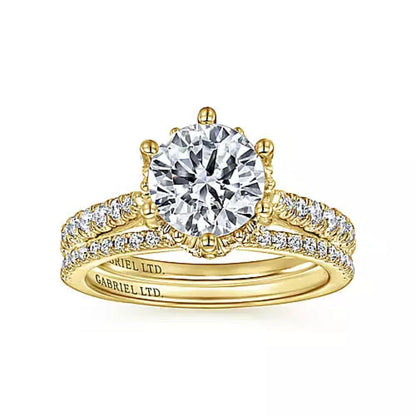 Gabriel & Co."Genoa" Halo Six Prong Diamond Engagement Ring