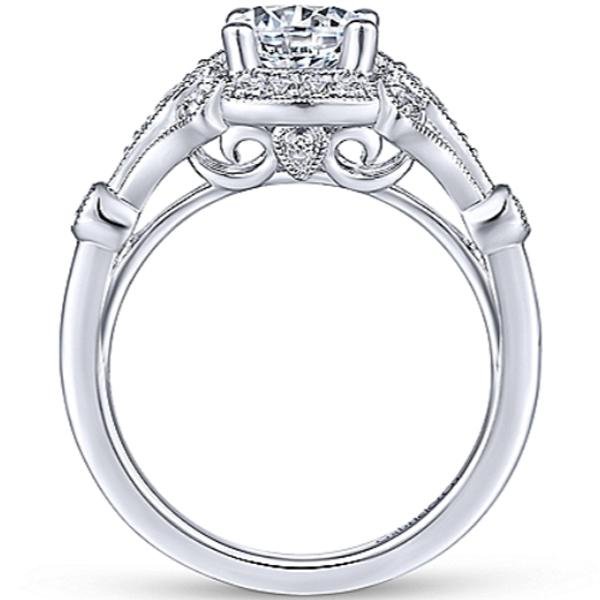 Gabriel "Columbus" Art Deco Style Halo Diamond Engagement Ring