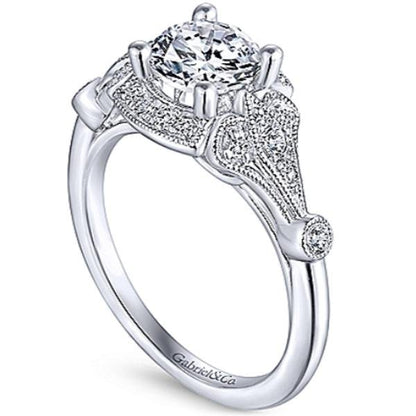 Gabriel "Columbus" Art Deco Style Halo Diamond Engagement Ring