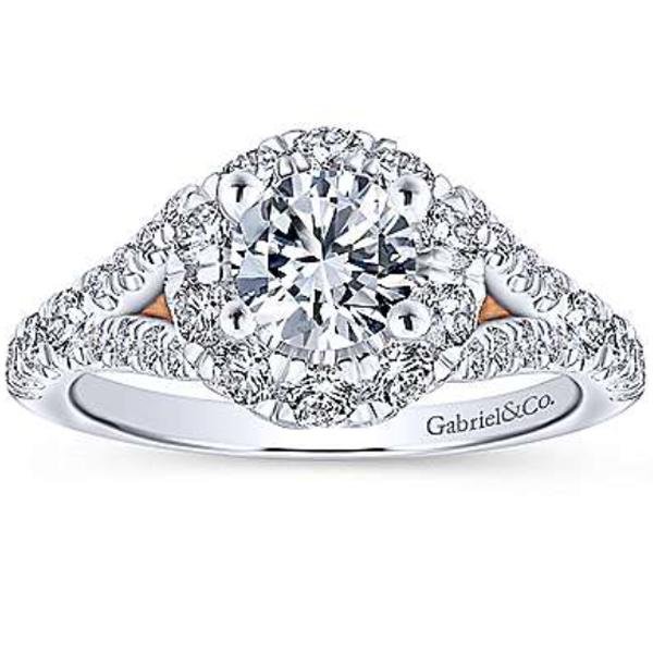 Gabriel "Fiona" Split Shank Diamond Halo Engagement Ring