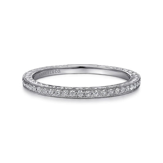 Gabriel & Co. Hand Carved Stackable Wedding Band